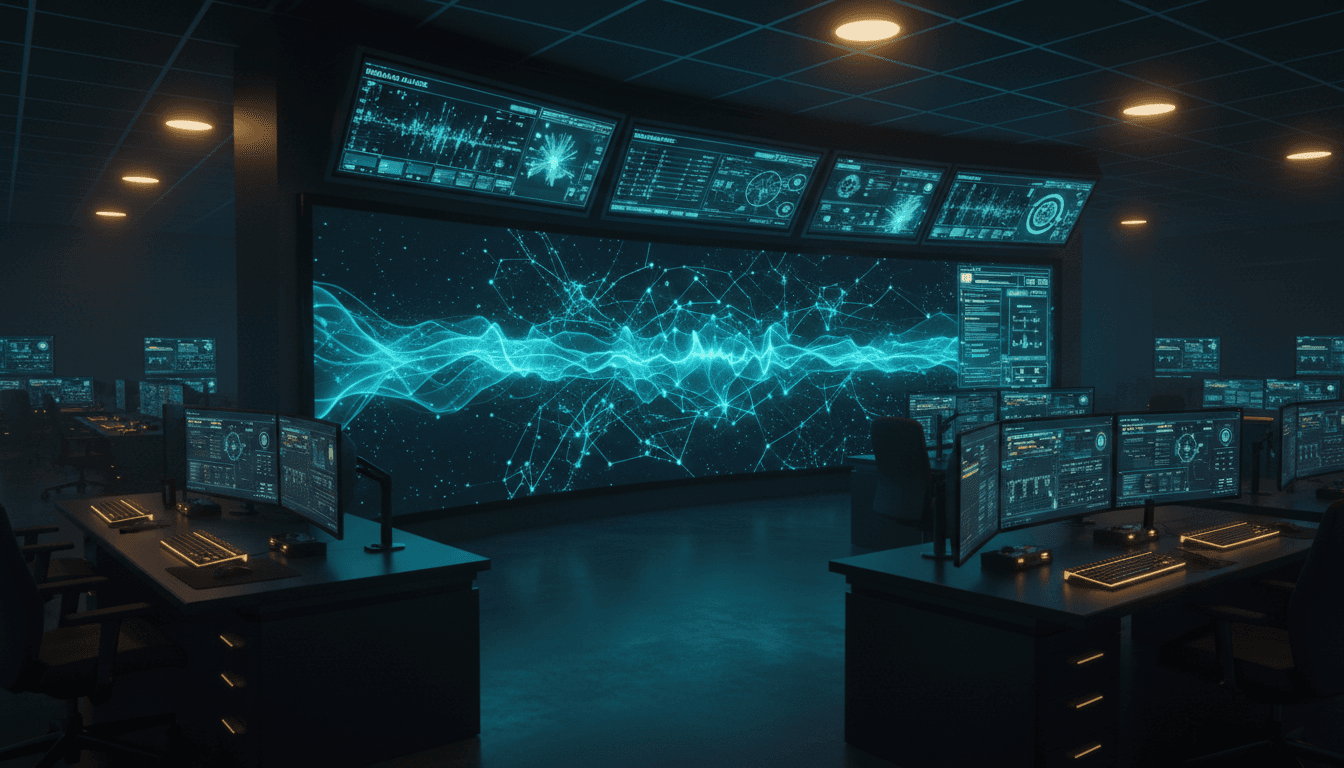 Real-time AI orchestration dashboard showing live network synchronization and performance metrics