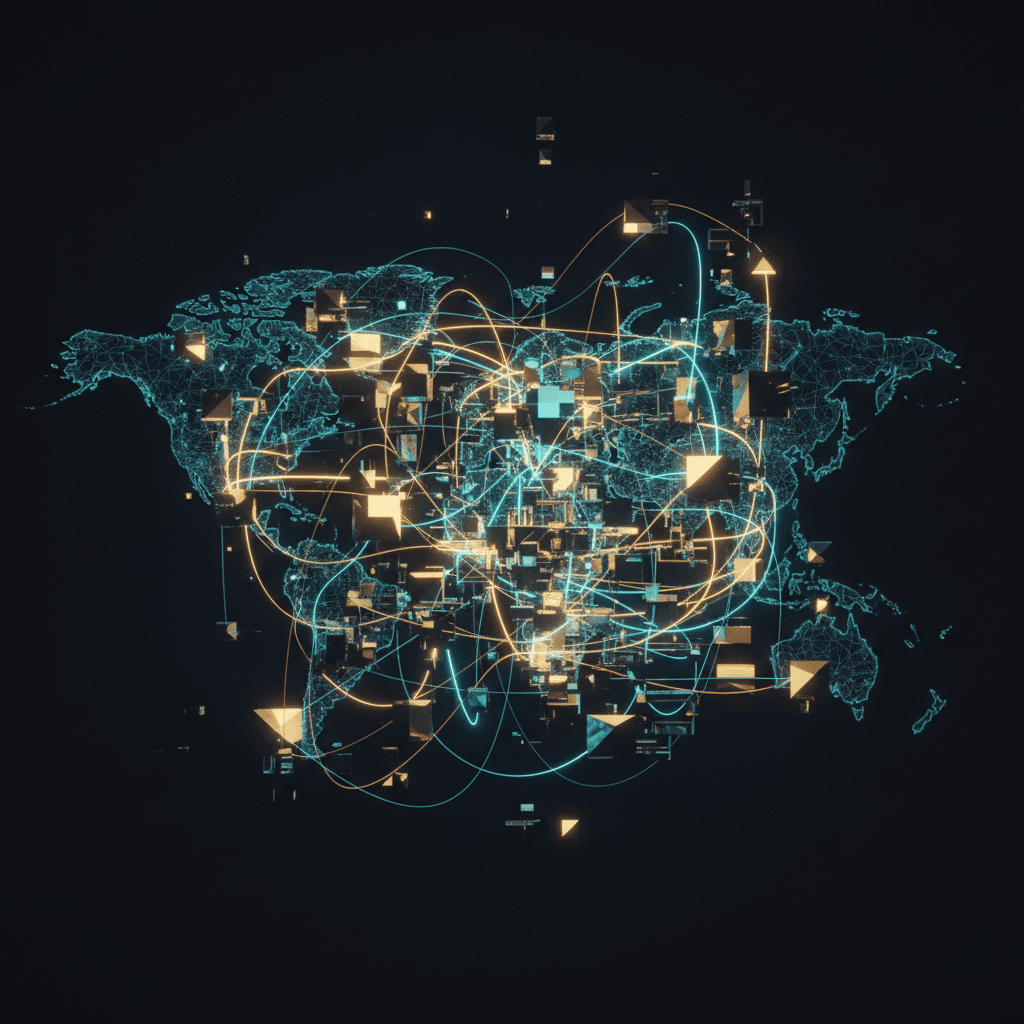 Global distributed node network visualization with synchronized connections
