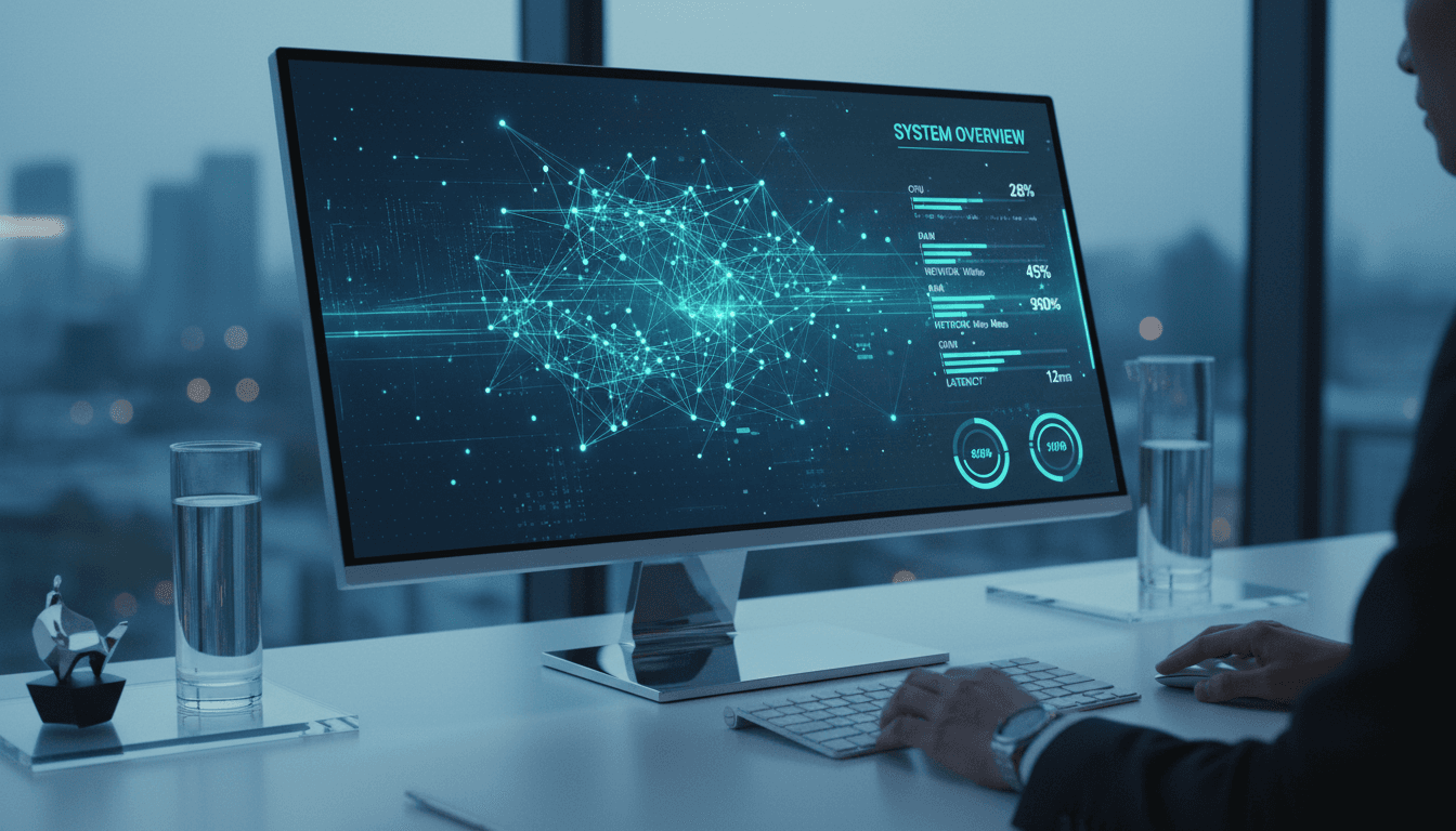 Real-time AI dashboard showing live data visualization and node synchronization metrics